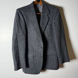 Gentry Man in Wool Herringbone Blazer Sport Coat Jacket Gray & Black  Size 41R